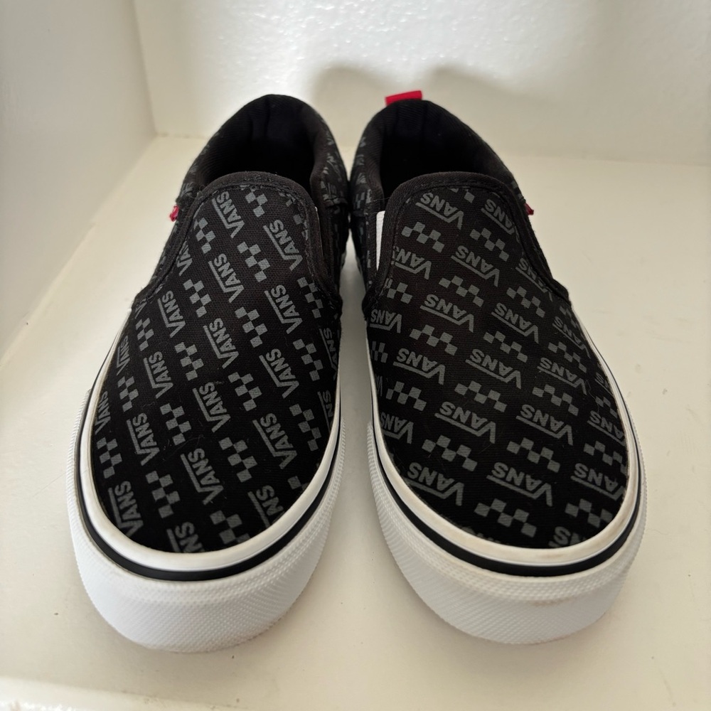 Vans Kids Black and White Patterned Slip-On Sneakers